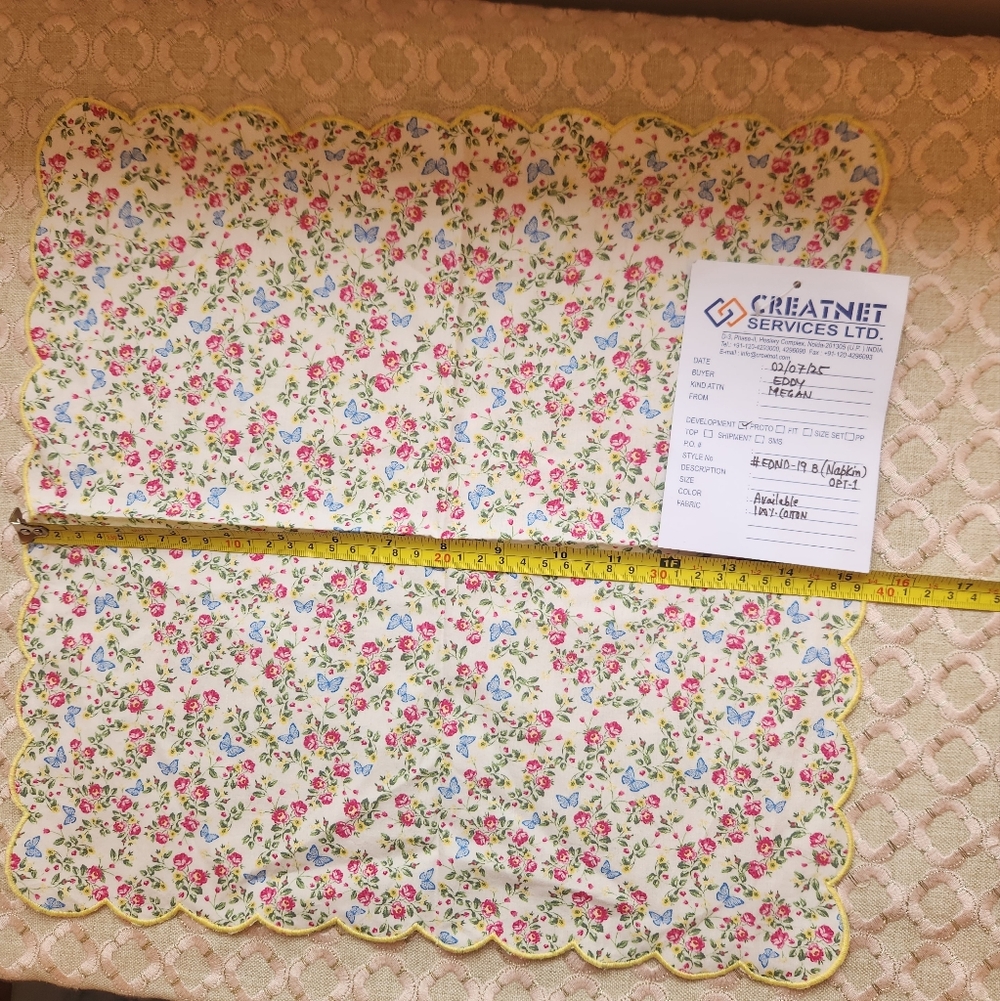 Eddy Misc. Placemat, Napkin and Pocket Square Samples in Yellow Floral - Picture 8 of 12